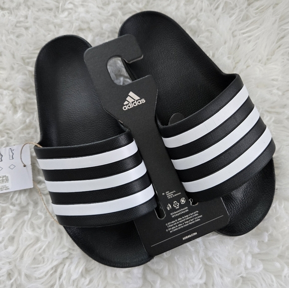 Adidas Adilette Slides. Size 8. Black White. New.3M - Picture 2 of 5